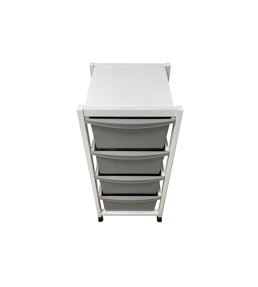 Carrello "millenium" bianco e tortora in legno e plastica, 36,5x37,5x82 cm